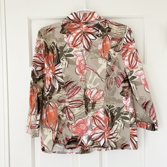 CHICO’S blazer jacket size 1 / M brown orange pockets cotton blend - Picture 2 of 7